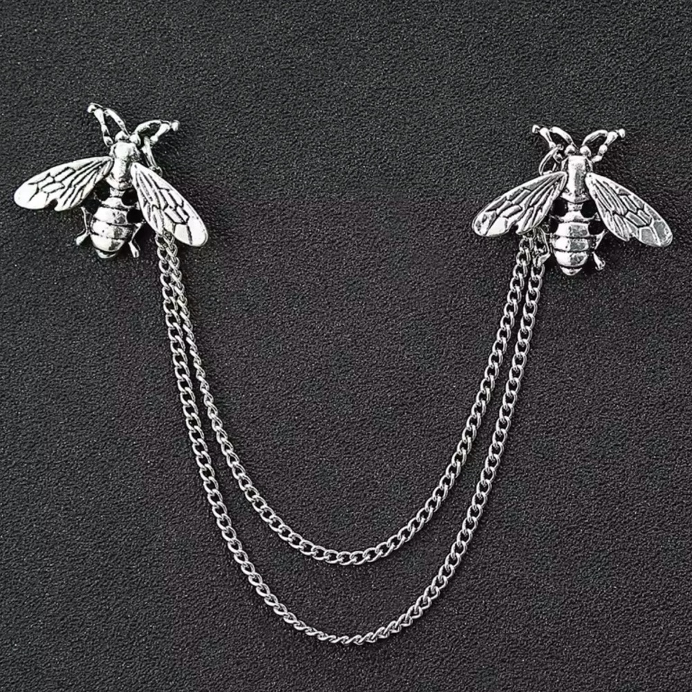 Men’s Bee Vintage style Brooch Pins Chain Bee brooch